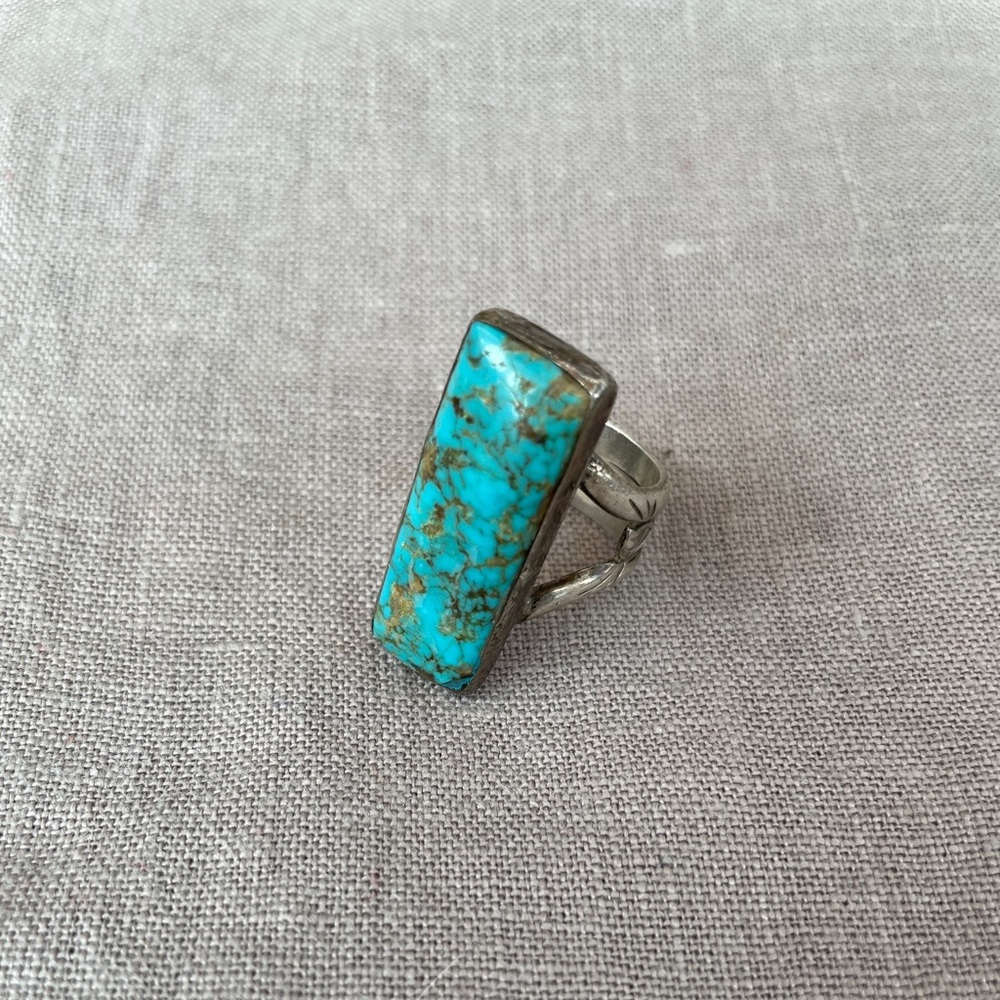 Turquoise Bar Ring, Size 7.5